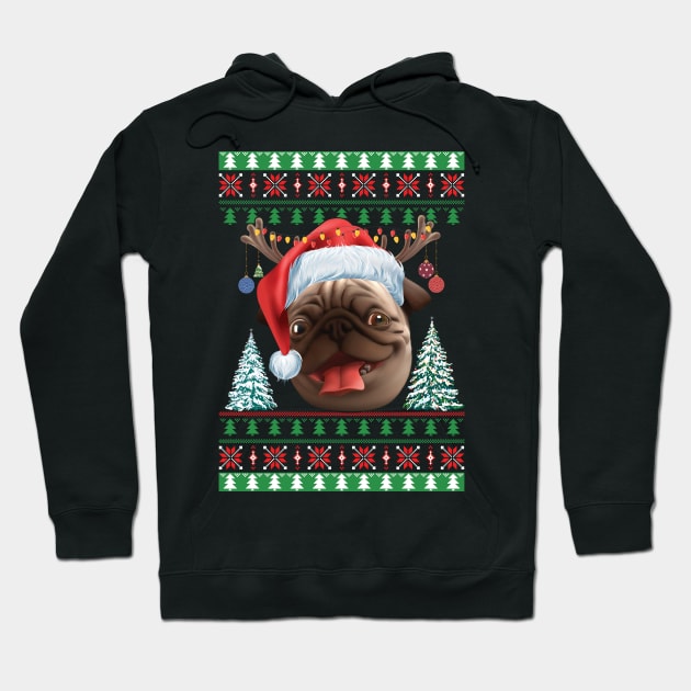 Pug Dog Funny Santa Ugly Christmas Sweater Hoodie by tabaojohnny